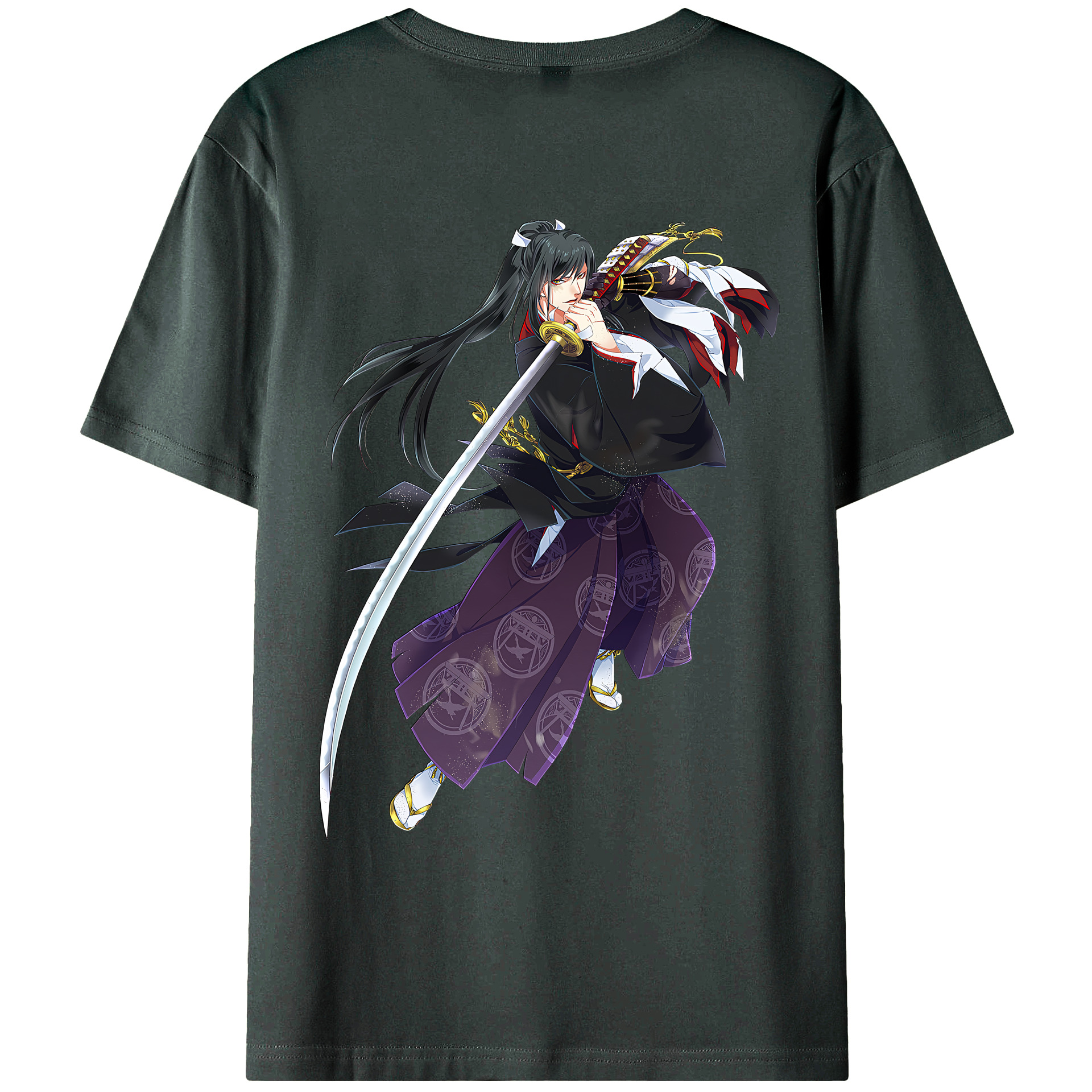 （画像用） 刀剣乱舞 Touken Ranbu 綿100％ メンズ半袖Tシャツ（バックプリント） 通気性